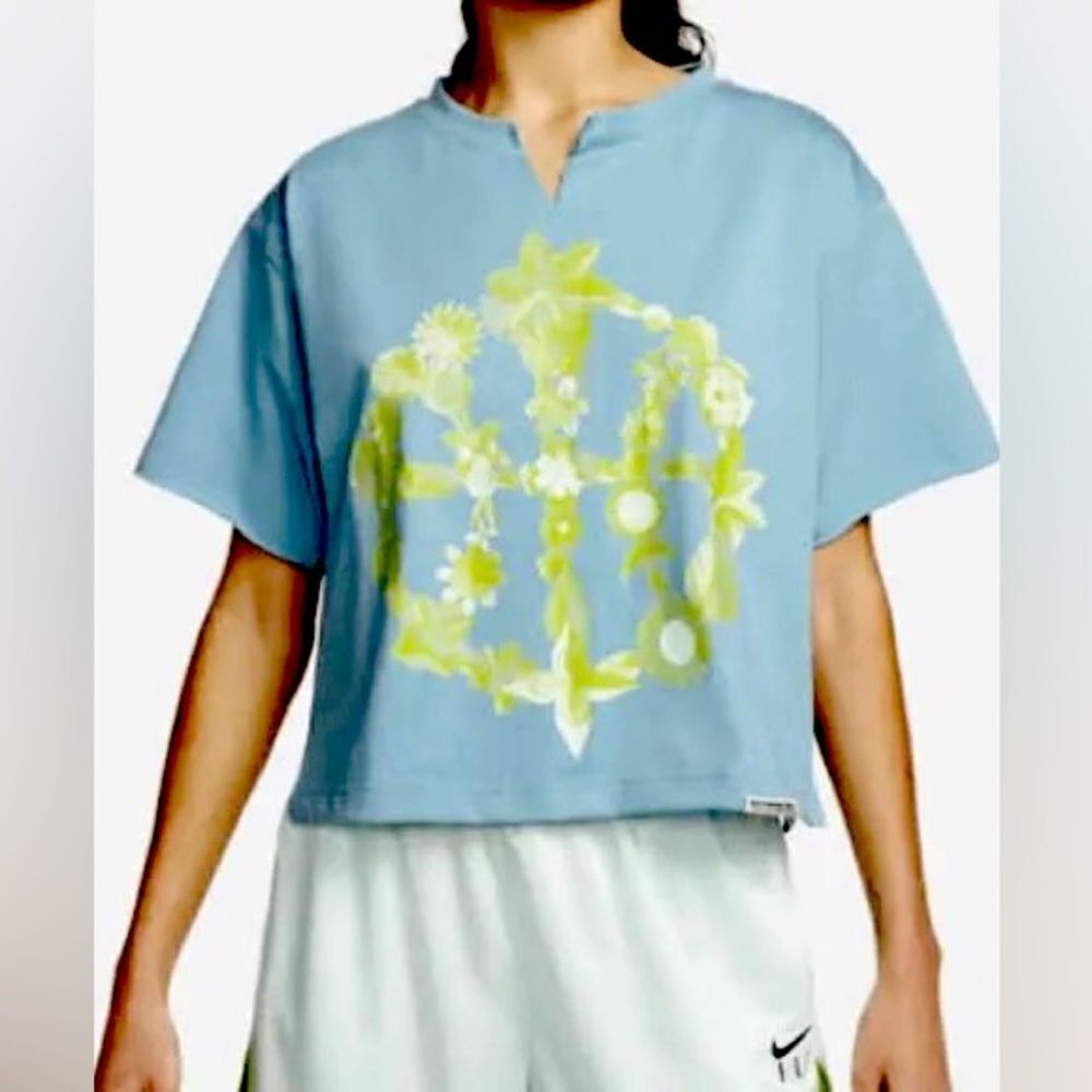 Nike Standard Issue crop shirt blue OVERSIZE FLY basketball Womens -Size Medium